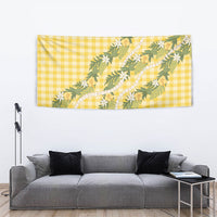 Aloha Puakenikeni Anthurium Pikake Lei Tapestry Gold Hawaiian Palaka Pattern LT9 - Polynesian Pride