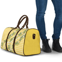 Aloha Puakenikeni Anthurium Pikake Lei Travel Bag Gold Hawaiian Palaka Pattern