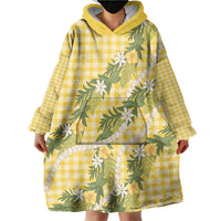 Aloha Puakenikeni Anthurium Pikake Lei Wearable Blanket Hoodie Gold Hawaiian Palaka Pattern LT9 - Polynesian Pride