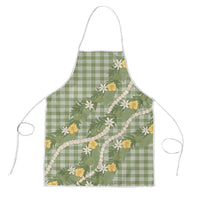 Aloha Puakenikeni Anthurium Pikake Lei Apron Green Hawaiian Palaka Pattern