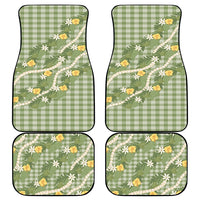 Aloha Puakenikeni Anthurium Pikake Lei Car Mats Green Hawaiian Palaka Pattern LT9 - Polynesian Pride