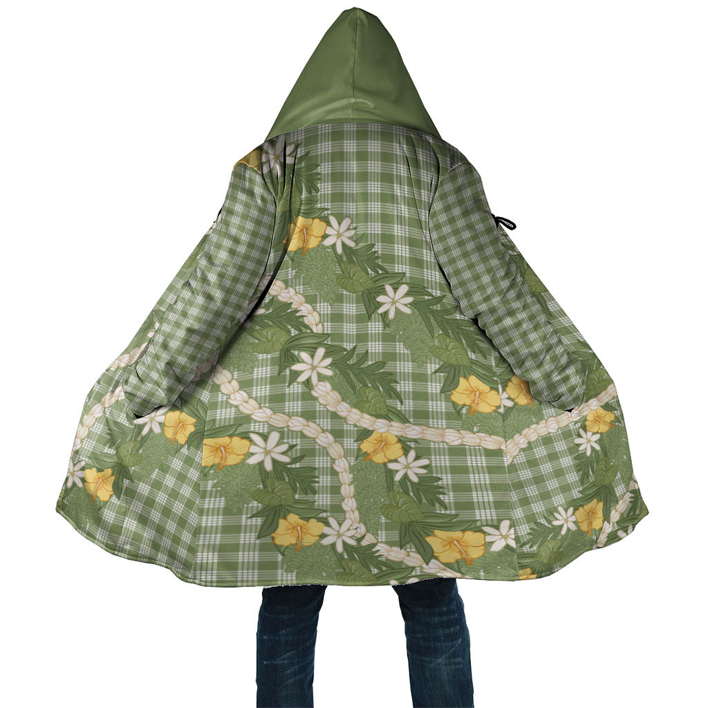 Aloha Puakenikeni Anthurium Pikake Lei Cloak Green Hawaiian Palaka Pattern