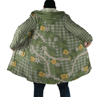 Aloha Puakenikeni Anthurium Pikake Lei Cloak Green Hawaiian Palaka Pattern