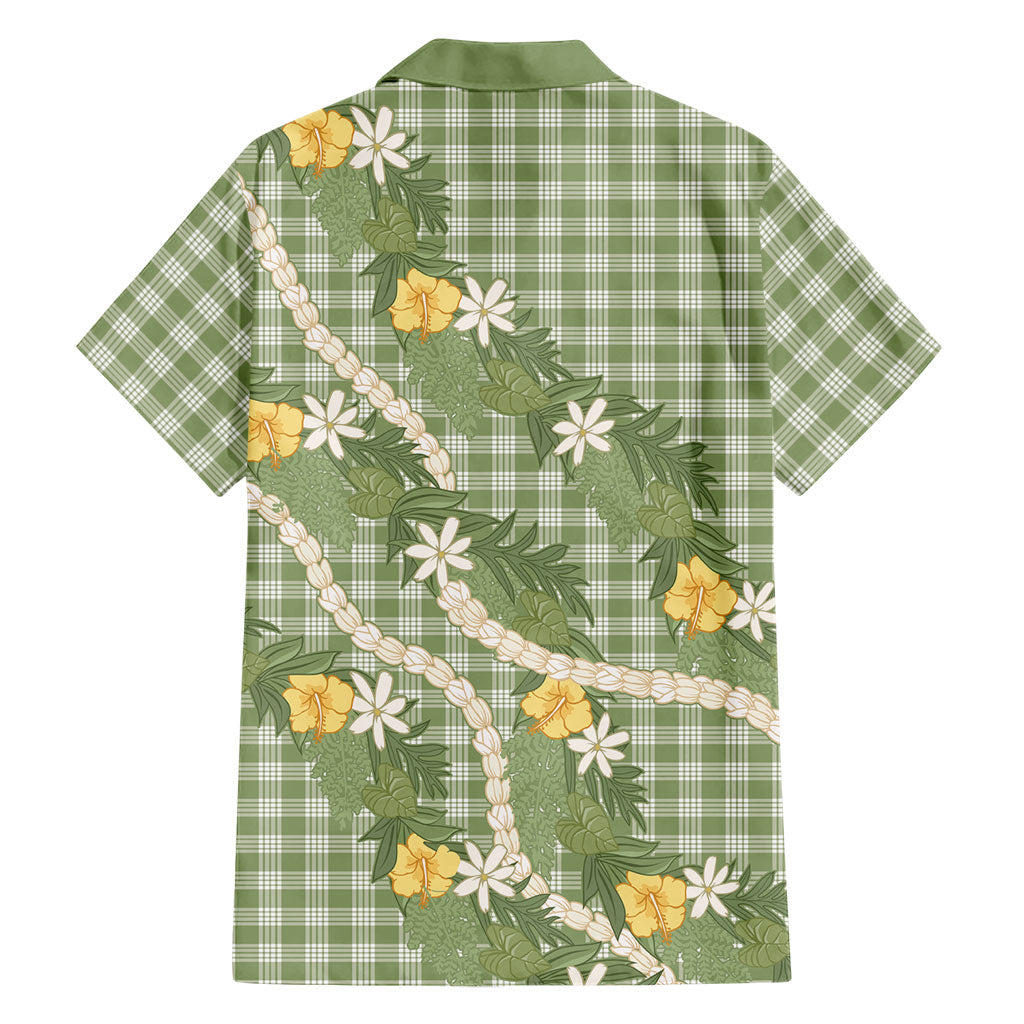 Aloha Puakenikeni Anthurium Pikake Lei Family Matching Puletasi and Hawaiian Shirt Green Hawaiian Palaka Pattern