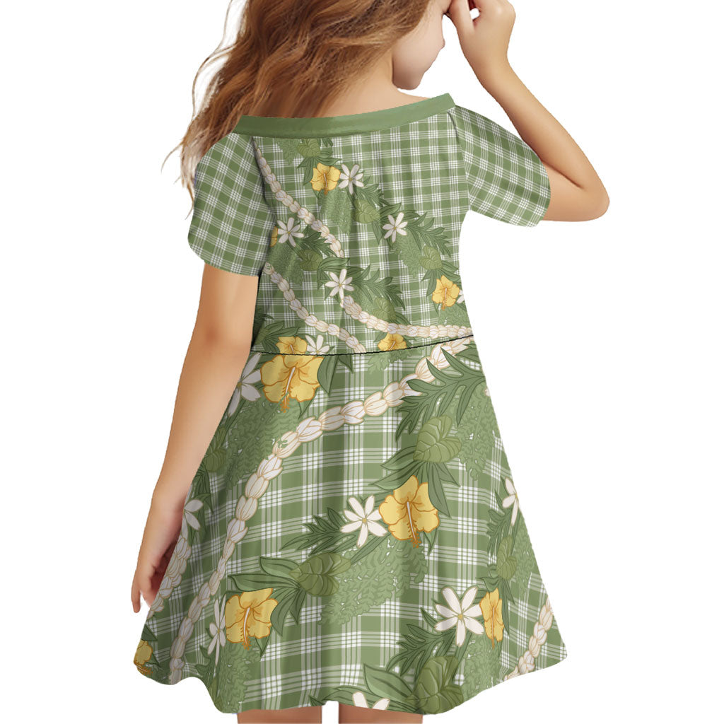 Aloha Puakenikeni Anthurium Pikake Lei Family Matching Tank Maxi Dress and Hawaiian Shirt Green Hawaiian Palaka Pattern