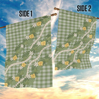 Aloha Puakenikeni Anthurium Pikake Lei Garden Flag Green Hawaiian Palaka Pattern