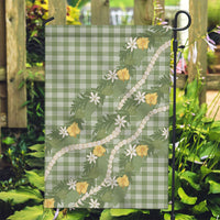 Aloha Puakenikeni Anthurium Pikake Lei Garden Flag Green Hawaiian Palaka Pattern
