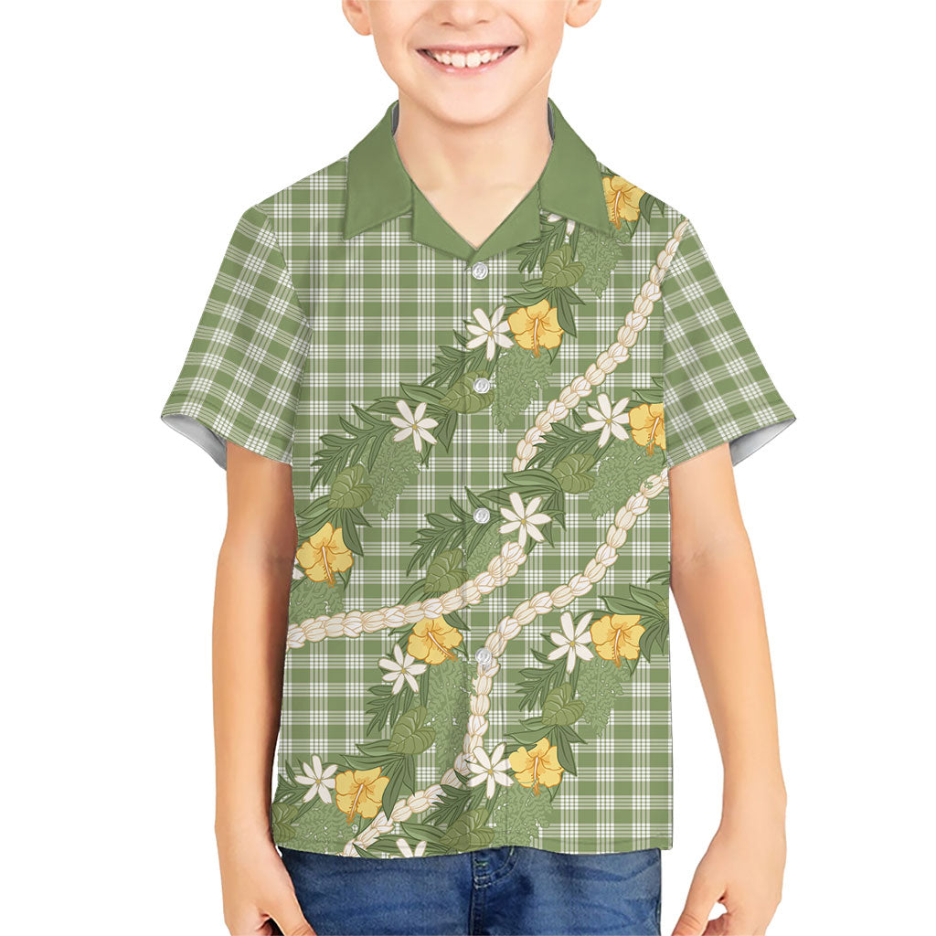 Aloha Puakenikeni Anthurium Pikake Lei Hawaiian Shirt Green Hawaiian Palaka Pattern