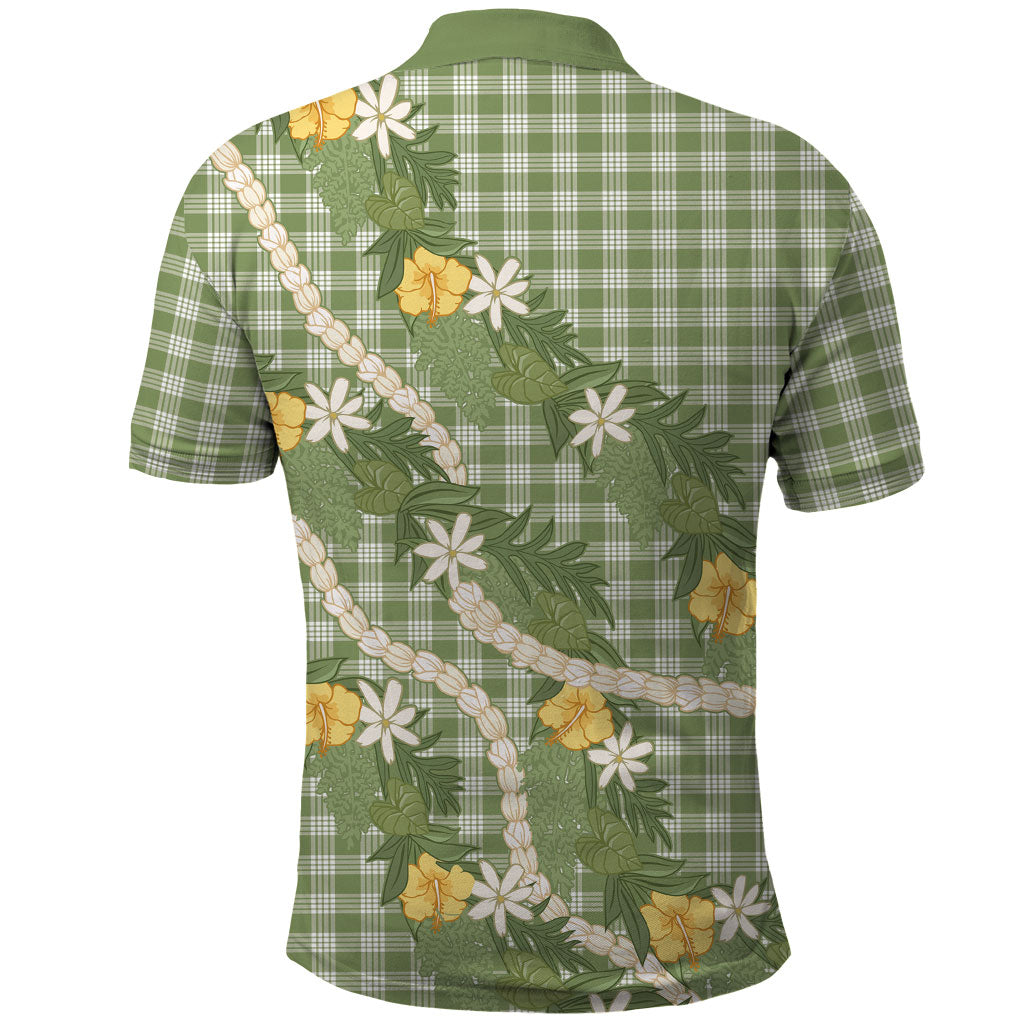 Aloha Puakenikeni Anthurium Pikake Lei Polo Shirt Green Hawaiian Palaka Pattern