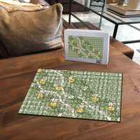 Aloha Puakenikeni Anthurium Pikake Lei Puzzle Green Hawaiian Palaka Pattern