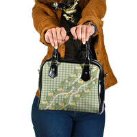 Aloha Puakenikeni Anthurium Pikake Lei Shoulder Handbag Green Hawaiian Palaka Pattern LT9 One Size Green - Polynesian Pride