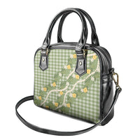 Aloha Puakenikeni Anthurium Pikake Lei Shoulder Handbag Green Hawaiian Palaka Pattern LT9 - Polynesian Pride