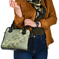 Aloha Puakenikeni Anthurium Pikake Lei Shoulder Handbag Green Hawaiian Palaka Pattern LT9 - Polynesian Pride