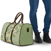 Aloha Puakenikeni Anthurium Pikake Lei Travel Bag Green Hawaiian Palaka Pattern