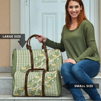 Aloha Puakenikeni Anthurium Pikake Lei Travel Bag Green Hawaiian Palaka Pattern
