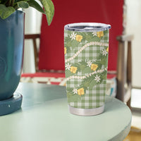 Aloha Puakenikeni Anthurium Pikake Lei Tumbler Cup Green Hawaiian Palaka Pattern