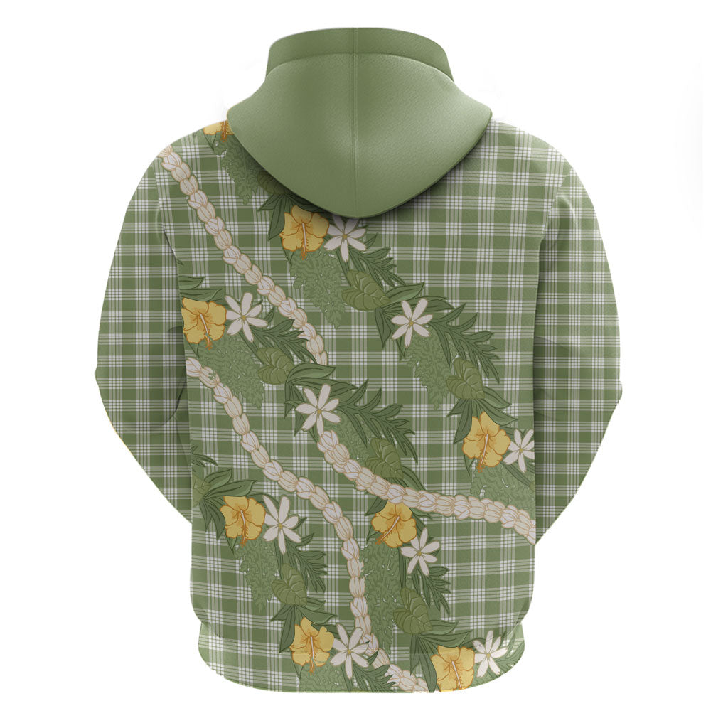 Aloha Puakenikeni Anthurium Pikake Lei Zip Hoodie Green Hawaiian Palaka Pattern