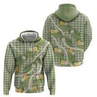 Aloha Puakenikeni Anthurium Pikake Lei Zip Hoodie Green Hawaiian Palaka Pattern