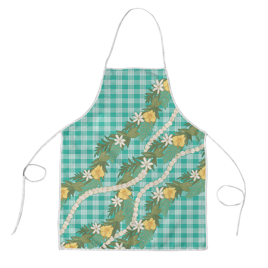 Aloha Puakenikeni Anthurium Pikake Lei Apron Marine Hawaiian Palaka Pattern