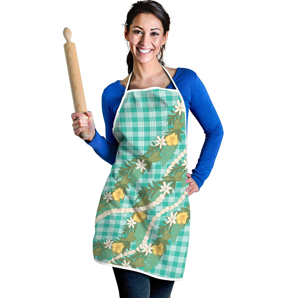Aloha Puakenikeni Anthurium Pikake Lei Apron Marine Hawaiian Palaka Pattern LT9 - Polynesian Pride