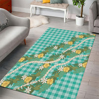 Aloha Puakenikeni Anthurium Pikake Lei Area Rug Marine Hawaiian Palaka Pattern LT9 - Polynesian Pride