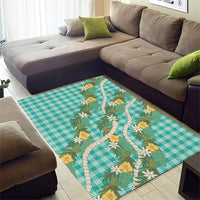Aloha Puakenikeni Anthurium Pikake Lei Area Rug Marine Hawaiian Palaka Pattern LT9 - Polynesian Pride