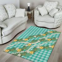 Aloha Puakenikeni Anthurium Pikake Lei Area Rug Marine Hawaiian Palaka Pattern LT9 - Polynesian Pride