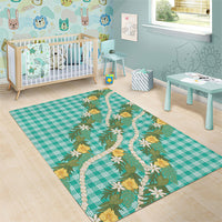 Aloha Puakenikeni Anthurium Pikake Lei Area Rug Marine Hawaiian Palaka Pattern LT9 - Polynesian Pride