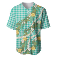 Aloha Puakenikeni Anthurium Pikake Lei Baseball Jersey Marine Hawaiian Palaka Pattern LT9 Marine - Polynesian Pride