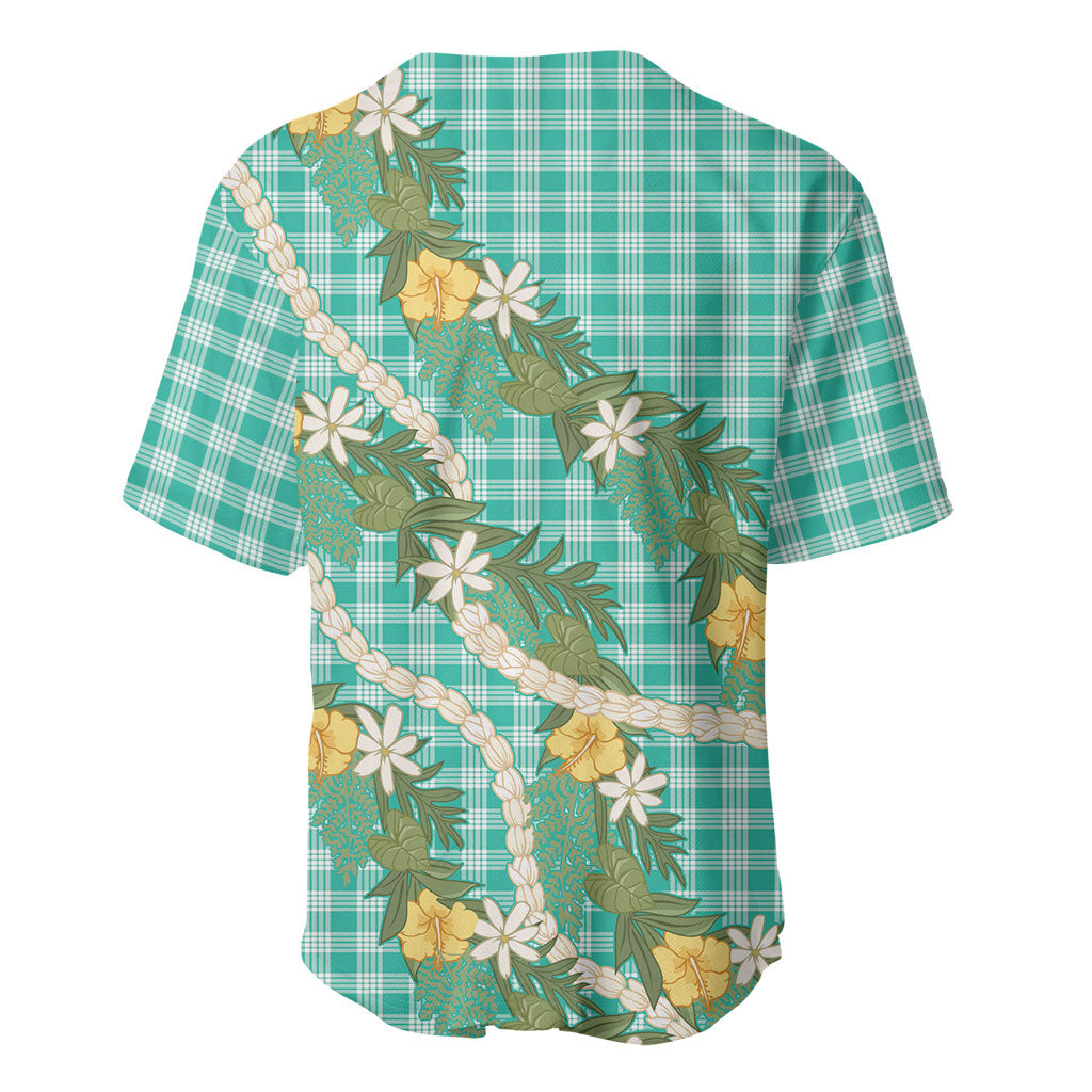 Aloha Puakenikeni Anthurium Pikake Lei Baseball Jersey Marine Hawaiian Palaka Pattern LT9 - Polynesian Pride