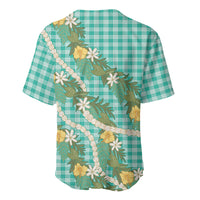 Aloha Puakenikeni Anthurium Pikake Lei Baseball Jersey Marine Hawaiian Palaka Pattern LT9 - Polynesian Pride