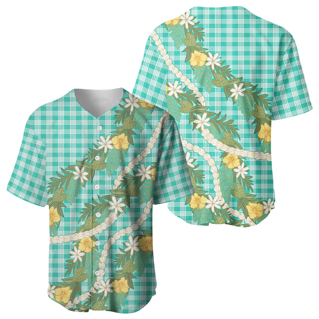 Aloha Puakenikeni Anthurium Pikake Lei Baseball Jersey Marine Hawaiian Palaka Pattern LT9 - Polynesian Pride