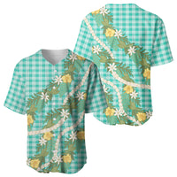 Aloha Puakenikeni Anthurium Pikake Lei Baseball Jersey Marine Hawaiian Palaka Pattern LT9 - Polynesian Pride