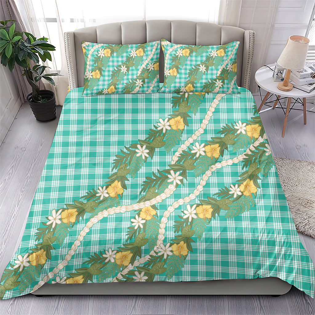 Aloha Puakenikeni Anthurium Pikake Lei Bedding Set Marine Hawaiian Palaka Pattern