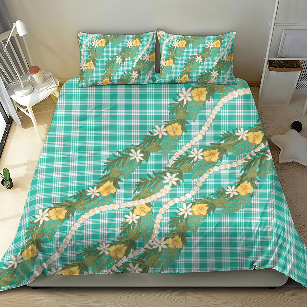 Aloha Puakenikeni Anthurium Pikake Lei Bedding Set Marine Hawaiian Palaka Pattern
