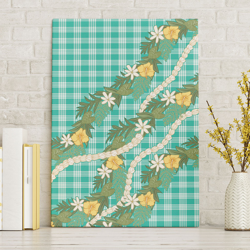 Aloha Puakenikeni Anthurium Pikake Lei Canvas Wall Art Marine Hawaiian Palaka Pattern LT9 Without Frame Marine - Polynesian Pride