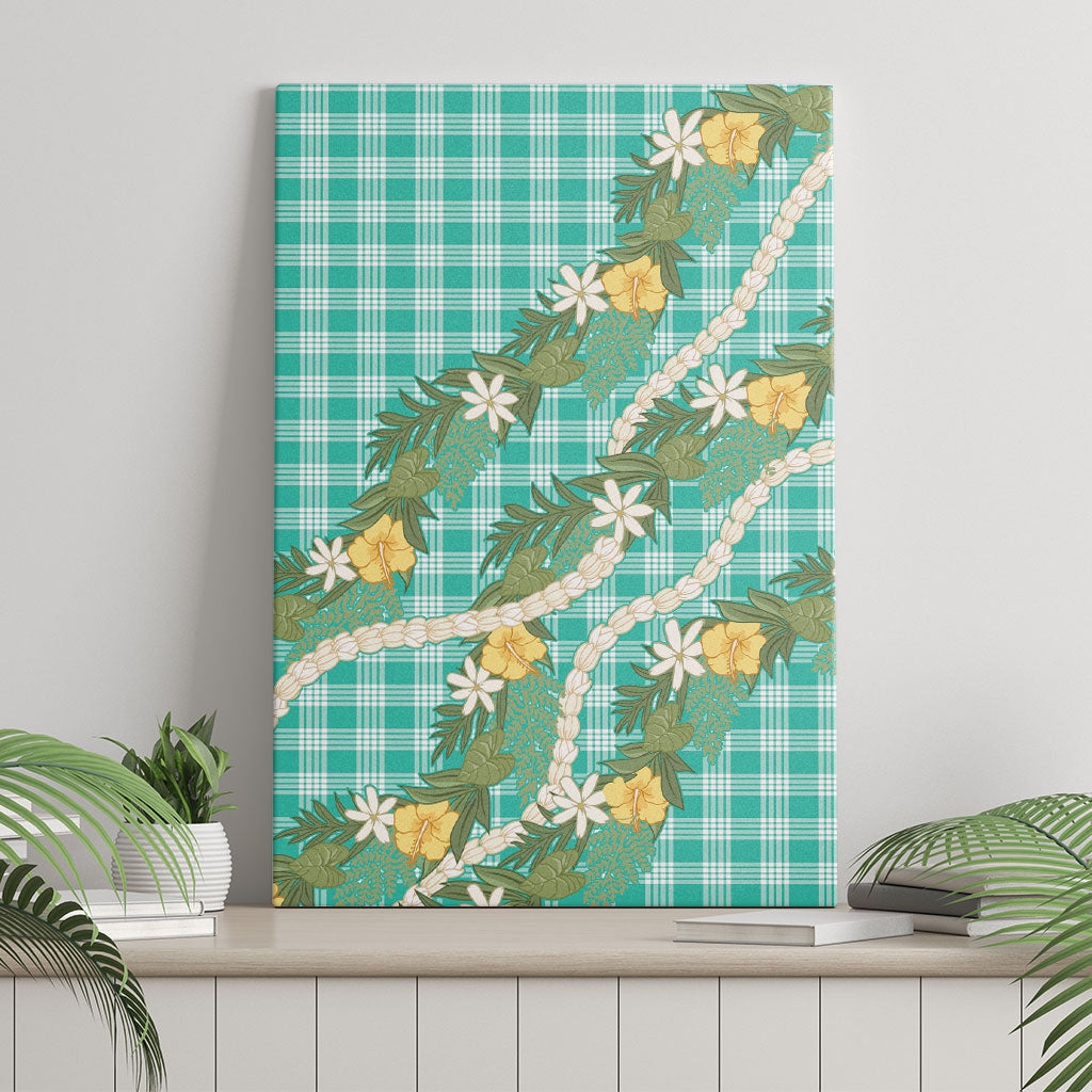 Aloha Puakenikeni Anthurium Pikake Lei Canvas Wall Art Marine Hawaiian Palaka Pattern LT9 - Polynesian Pride