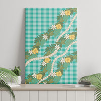 Aloha Puakenikeni Anthurium Pikake Lei Canvas Wall Art Marine Hawaiian Palaka Pattern LT9 - Polynesian Pride
