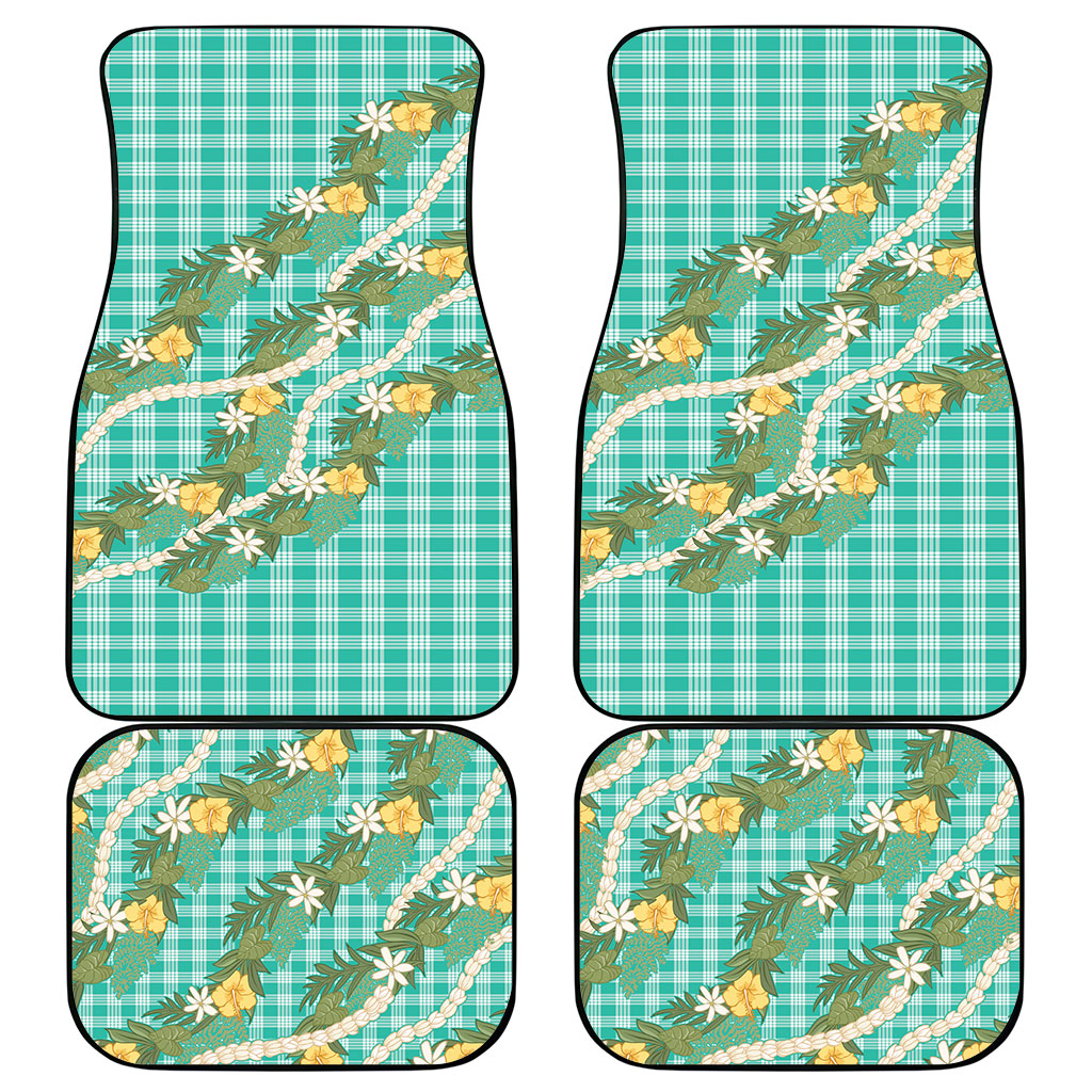 Aloha Puakenikeni Anthurium Pikake Lei Car Mats Marine Hawaiian Palaka Pattern LT9 - Polynesian Pride