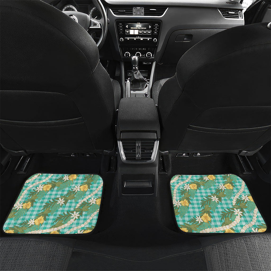 Aloha Puakenikeni Anthurium Pikake Lei Car Mats Marine Hawaiian Palaka Pattern LT9 Set 2pcs - Back Marine - Polynesian Pride