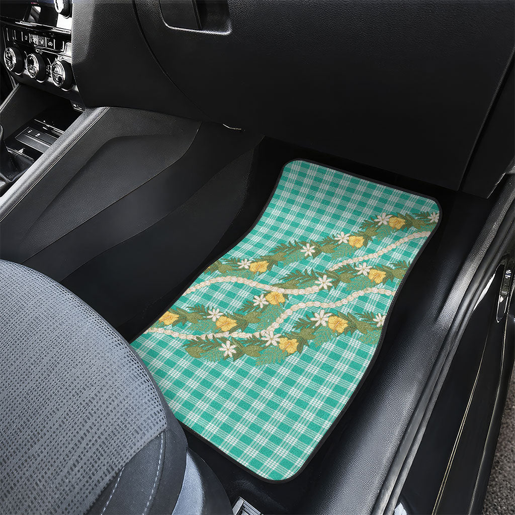 Aloha Puakenikeni Anthurium Pikake Lei Car Mats Marine Hawaiian Palaka Pattern LT9 - Polynesian Pride