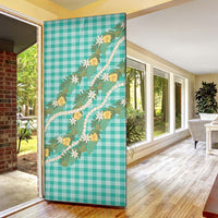 Aloha Puakenikeni Anthurium Pikake Lei Door Cover Marine Hawaiian Palaka Pattern