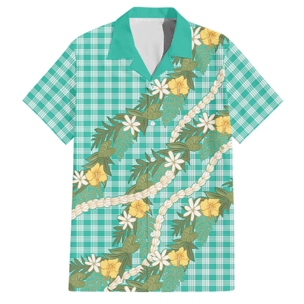 Aloha Puakenikeni Anthurium Pikake Lei Family Matching Mermaid Dress and Hawaiian Shirt Marine Hawaiian Palaka Pattern
