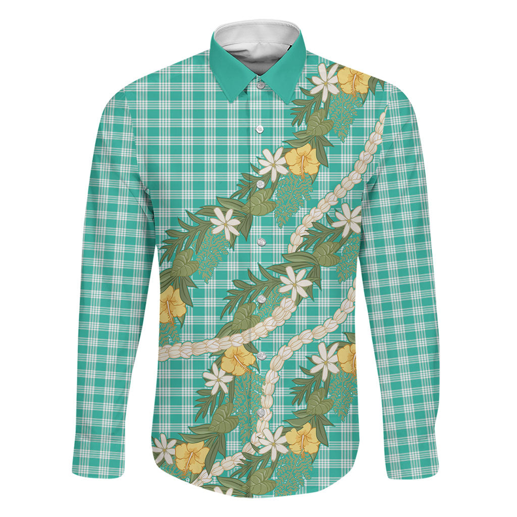 Aloha Puakenikeni Anthurium Pikake Lei Family Matching Mermaid Dress and Hawaiian Shirt Marine Hawaiian Palaka Pattern