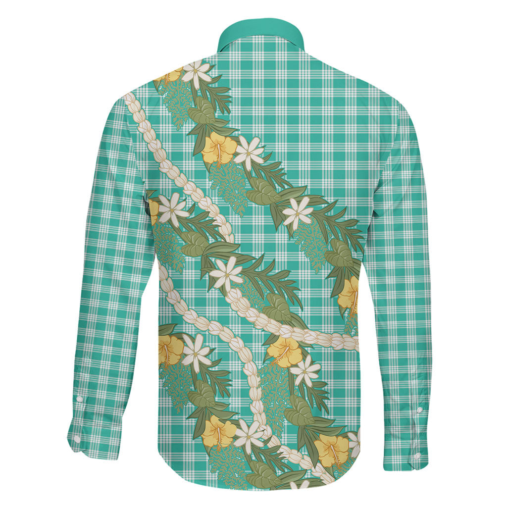 Aloha Puakenikeni Anthurium Pikake Lei Family Matching Off Shoulder Maxi Dress and Hawaiian Shirt Marine Hawaiian Palaka Pattern
