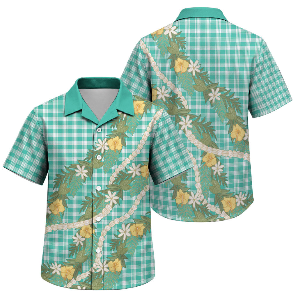 Aloha Puakenikeni Anthurium Pikake Lei Family Matching Summer Maxi Dress and Hawaiian Shirt Marine Hawaiian Palaka Pattern LT9 Son's Shirt Marine - Polynesian Pride