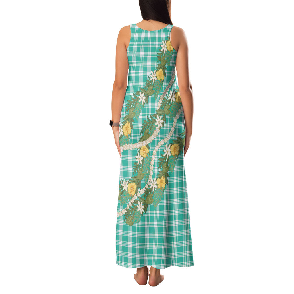 Aloha Puakenikeni Anthurium Pikake Lei Family Matching Tank Maxi Dress and Hawaiian Shirt Marine Hawaiian Palaka Pattern
