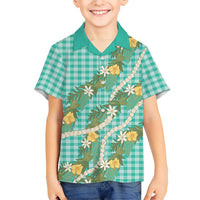 Aloha Puakenikeni Anthurium Pikake Lei Family Matching Tank Maxi Dress and Hawaiian Shirt Marine Hawaiian Palaka Pattern