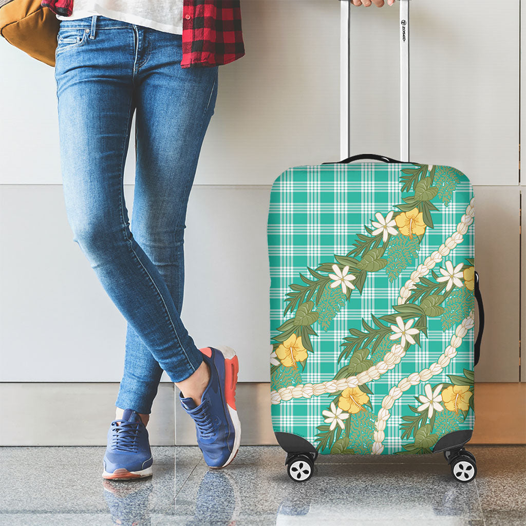 Aloha Puakenikeni Anthurium Pikake Lei Luggage Cover Marine Hawaiian Palaka Pattern