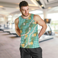 Aloha Puakenikeni Anthurium Pikake Lei Men Tank Top Marine Hawaiian Palaka Pattern